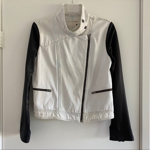 Rag & Bone Acid Denim Wash Leather Jacket, Size M - Picture 2 of 8